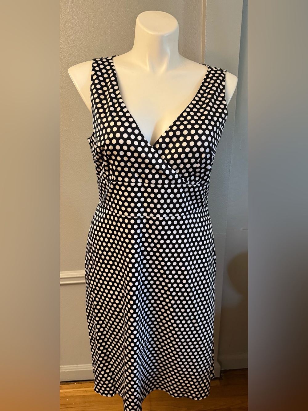 Spense Black and White Polka Dot Midi Dress